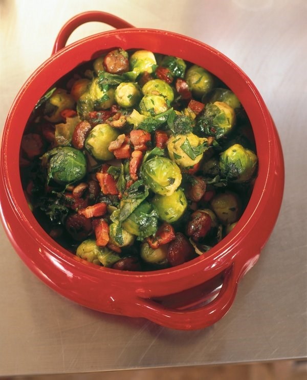 Brussels sprouts with chestnuts, pancetta and parsley