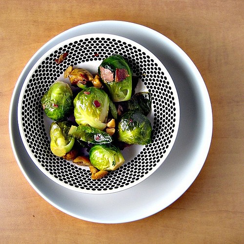 Brussels sprouts with chestnuts, pancetta, and parsley