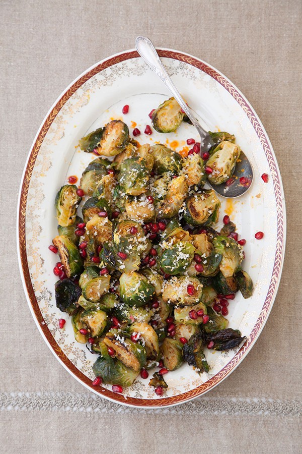 Brussels sprouts with horseradish and pomegranate seeds