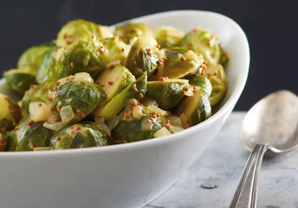 Brussels sprouts with maple-mustard sauce