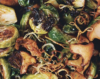Brussels sprouts with shallots and wild mushrooms