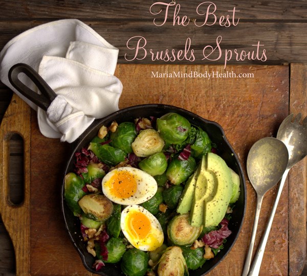 Brussels sprouts with soft-boiled eggs and avocado 