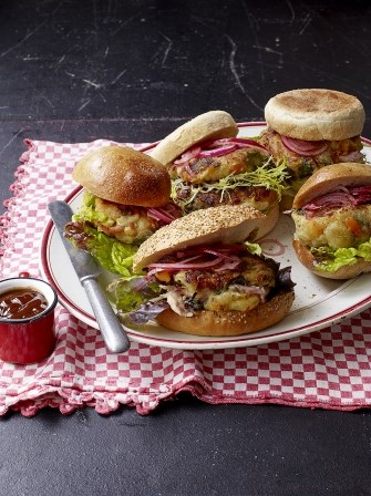 Bubble and squeak hamburgers
