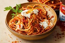 Bucatini all'assassina with burrata & 'nduja crumb