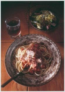 Bucatini with bacon and tomato sauce (Bucatini all'Amatriciana)