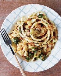 Bucatini with cauliflower and Brussels sprouts