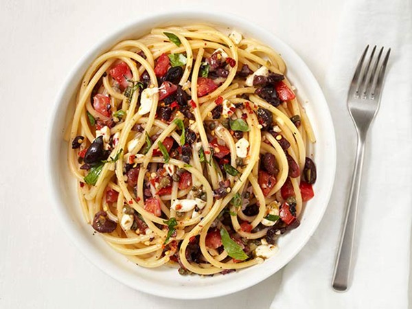 Bucatini with olive-caper sauce