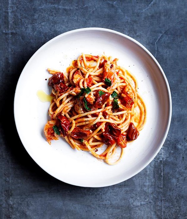 Bucatini with prawn fra diavolo