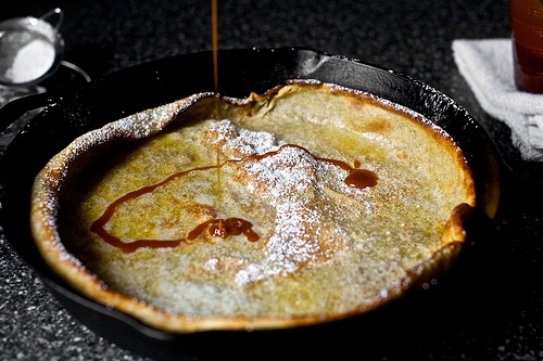 Buckwheat baby with salted caramel syrup