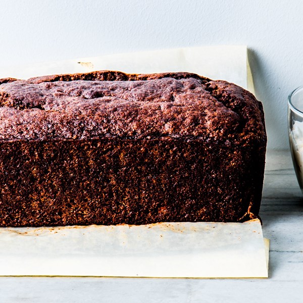 Buckwheat banana cake with yogurt-espresso frosting