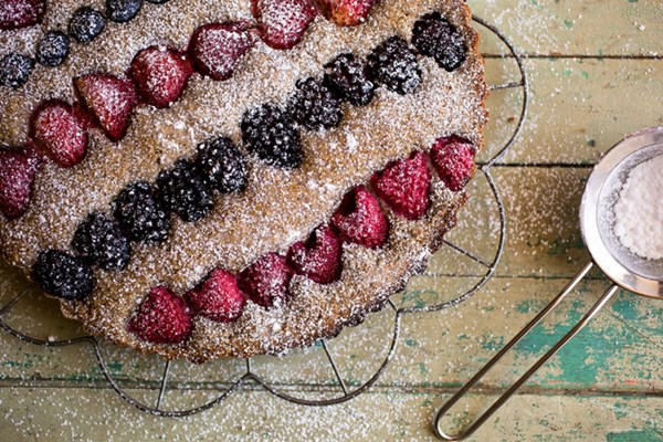 Buckwheat berry striped cake