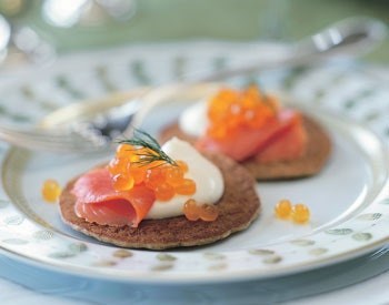 Buckwheat blini with smoked salmon and crème fraîche