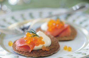 Buckwheat blinis with smoked salmon and crème fraîche