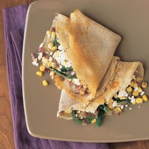 Buckwheat crêpes with corn and roasted poblano chiles