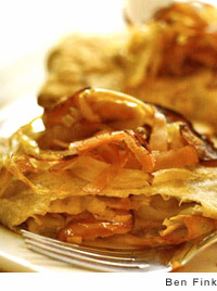 Buckwheat crepes with sautéed apples and Gruyère cheese