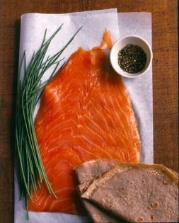 Buckwheat crepes with smoked salmon and cream cheese