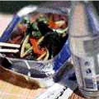 Buckwheat noodles with smoked salmon
