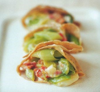 Buckwheat pancakes with leek and cheese filling (Galettes de sarrazin)