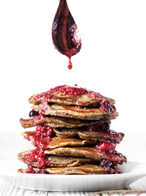 Buckwheat pancakes with mixed berry compote