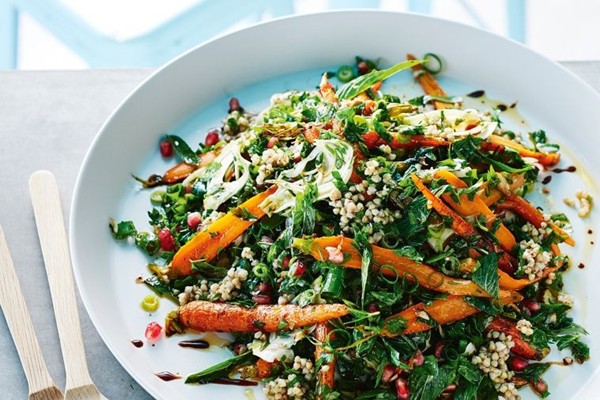 Buckwheat, pomegranate & roasted carrot tabbouleh
