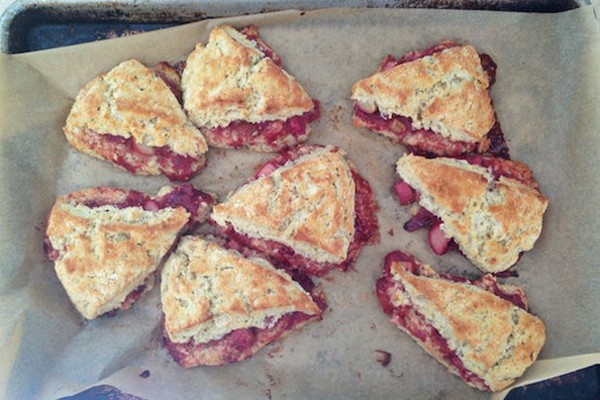 Buckwheat-rhubarb scones