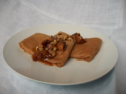 Buckwheat ricotta blintzes with figgy relish