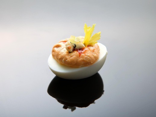 Buffalo blue cheese deviled eggs