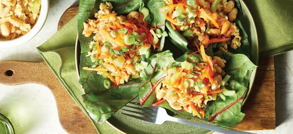 Buffalo cauliflower rice wraps