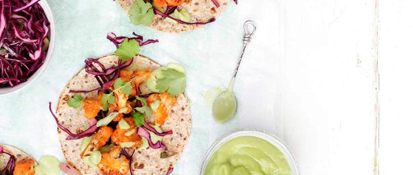 Buffalo cauliflower tacos
