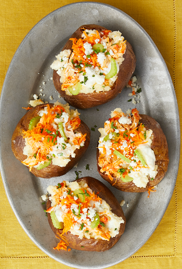 Buffalo chicken baked potatoes