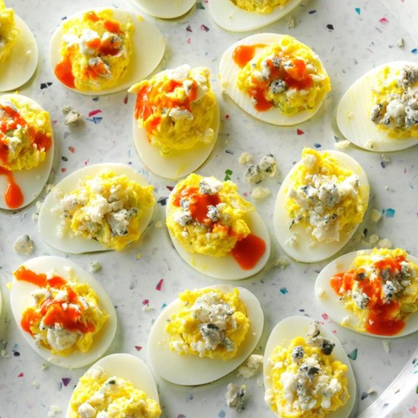 Buffalo chicken deviled eggs