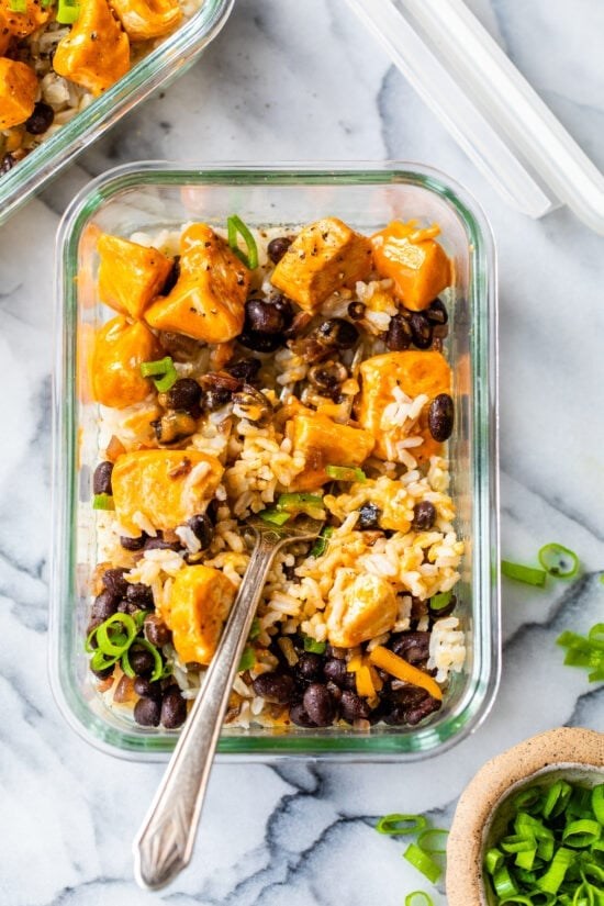 Buffalo chicken rice bowls
