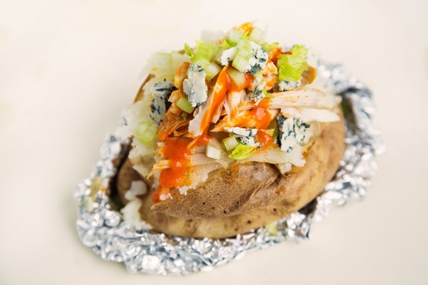 Buffalo chicken stuffed potato