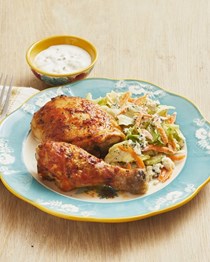 Buffalo chicken with blue cheese salad