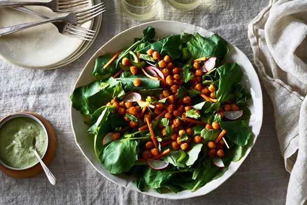 Buffalo chickpea salad with vegan ranch