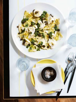 Buffalo mozzarella, raw artichoke and salsa verde