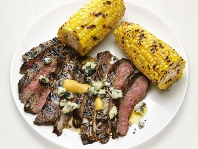 Buffalo-style skirt steak and corn