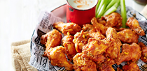 Buffalo wings with blue cheese dip