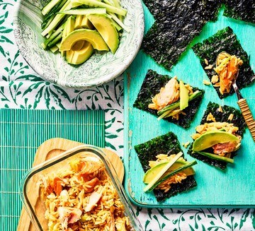 Build-your-own salmon sushi burrito