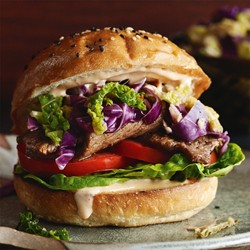 Bulgogi burgers with quick kimchi