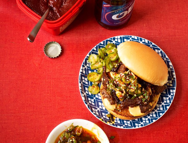 Bulgogi sloppy Joes with scallion salsa