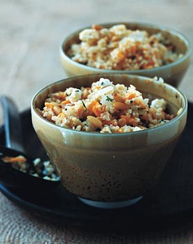 Bulgur, apricot, and pine nut dressing