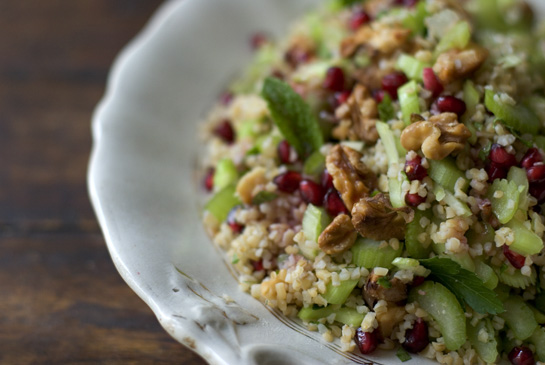 Bulgur, celery and pomegranate salad