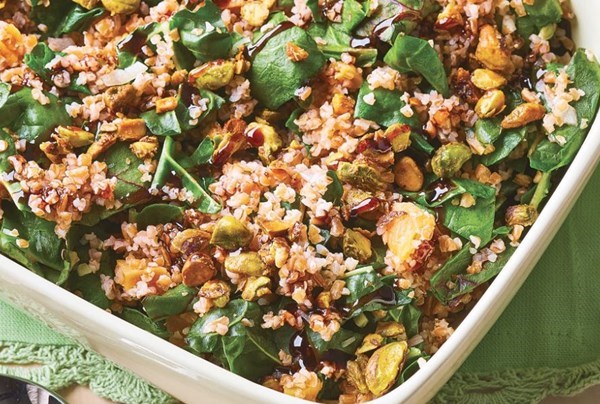 Bulgur "pilaf" with Swiss chard and dried apricots