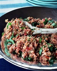 Bulgur salad with lightly roasted vegetables
