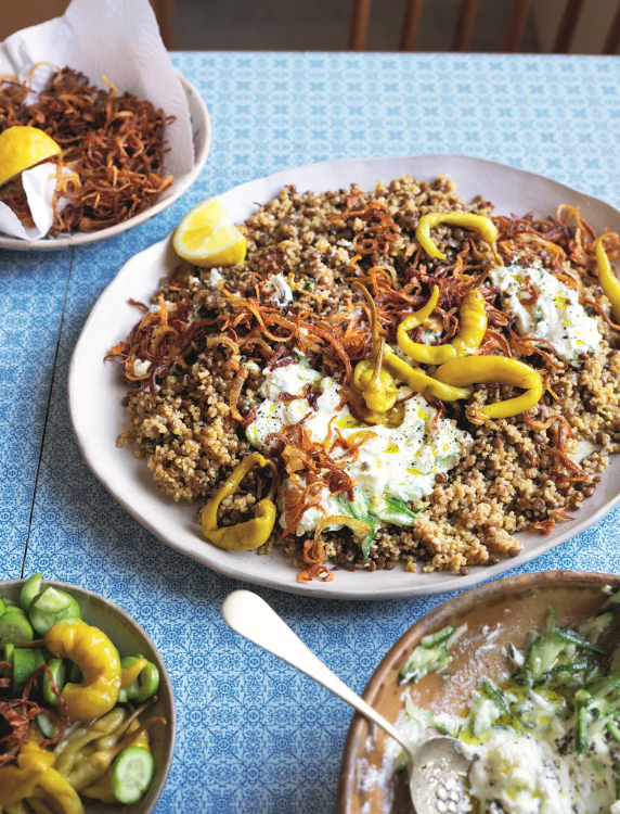 Bulgur wheat with brown lentils (Mujadara)