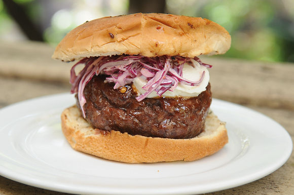 Burger with spicy slaw