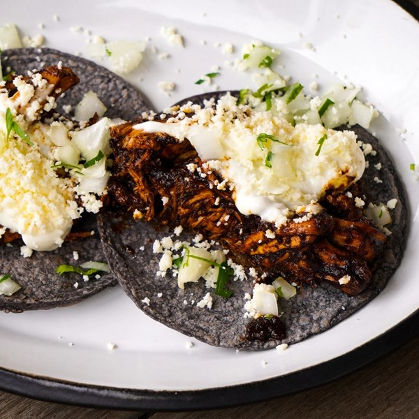 Burlap & Barrel mole tacos