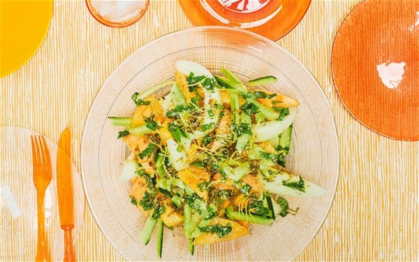 Burmese melon, cucumber and ginger salad