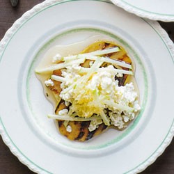 Burnt apple with ricotta and honeycomb